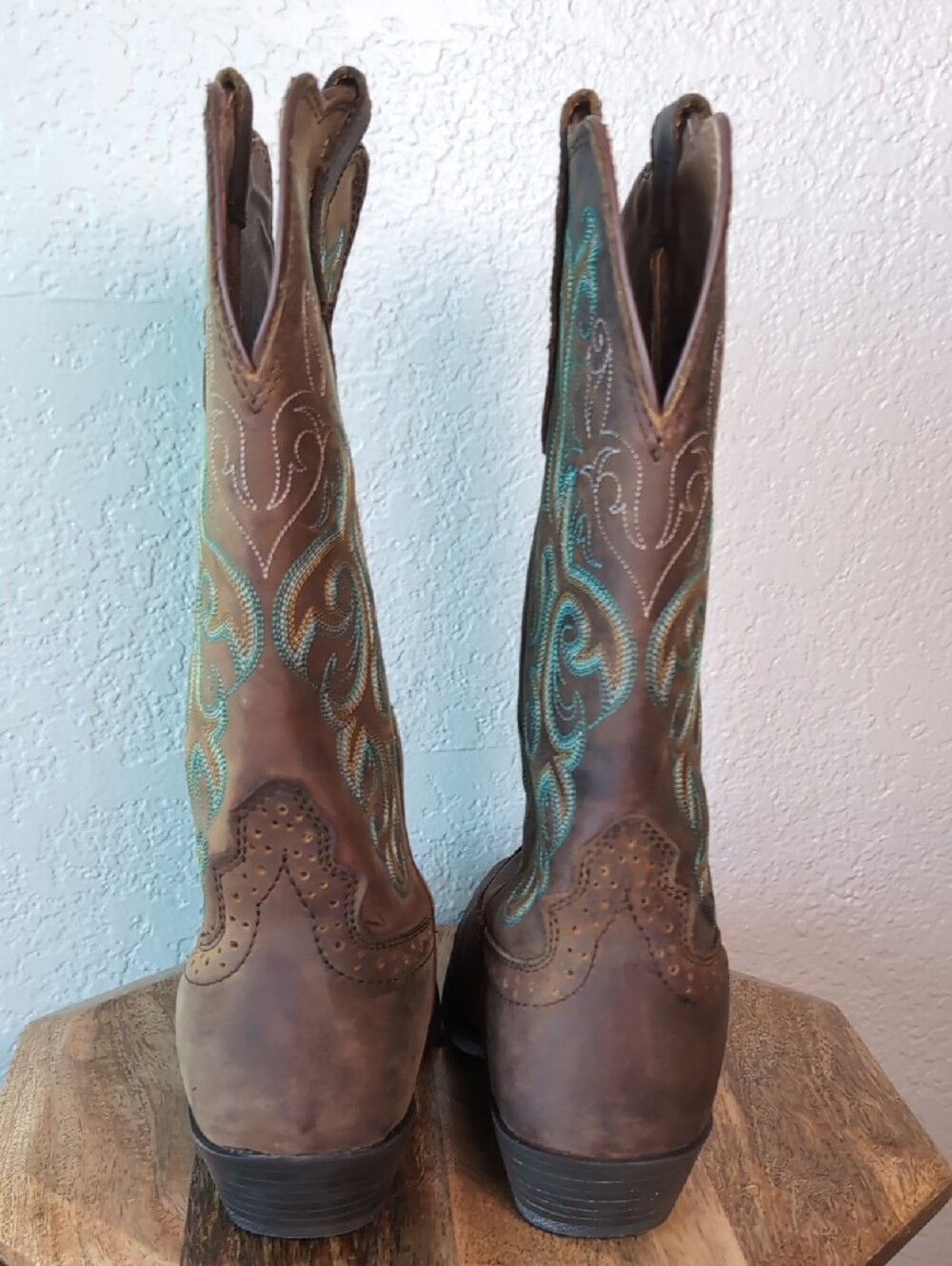 Justin Square Toe Stampede Leather Cowgirl Western Boots - Picture 6 of 13